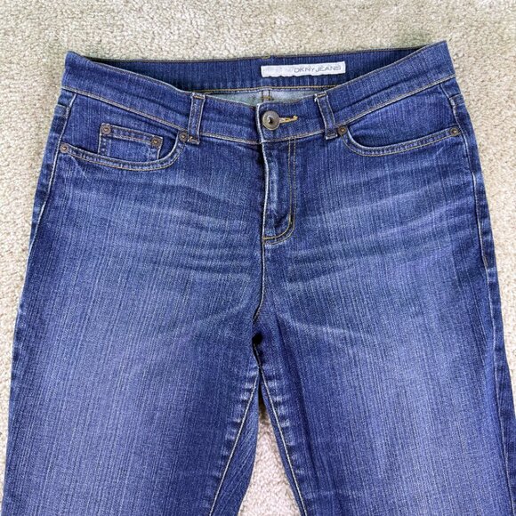 DKNY Womens Size 12 Short Mid Rise Bootcut Denim Jeans 34x28 Y2K F093 - Picture 2 of 12